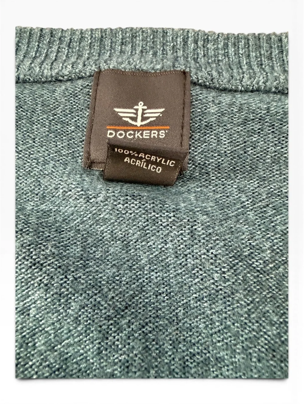 Dockers Men's XL Cable Knit Crewneck Sweater Heathered Teal Blue